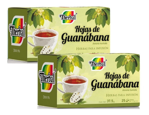 Te De Hojas De Guanabana Therbal 25 Sobres (2 Piezas)