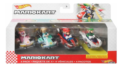 Hot Wheels Paquete De 4 Autos Mario Kart