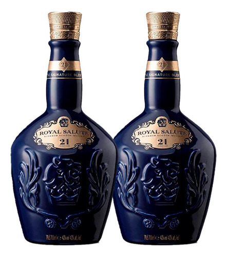 Kit 2 Garrafas Whisky Chivas Royal Salute 21 Anos Azul 700