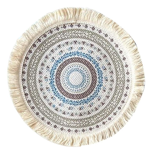 2 Mantel Individual Con Flecos De Mandala Boho Estilo D