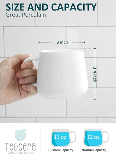 Tazas De Café De Porcelana Teocera, Juego De 4 Tazas De 12 O