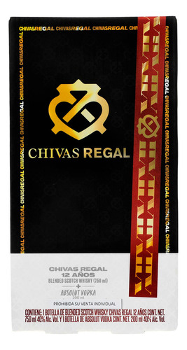 Whisky Chivas Regal 12 750ml + Absolut Vodka Blue 200ml