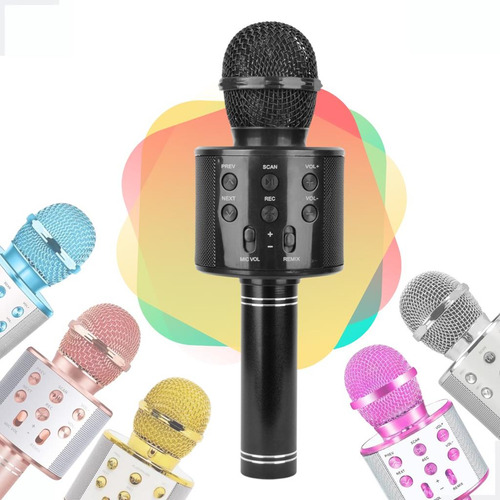Microfone Bluetooth Sem Fio Youtube Karaoke Infantil Festa Cor Preto