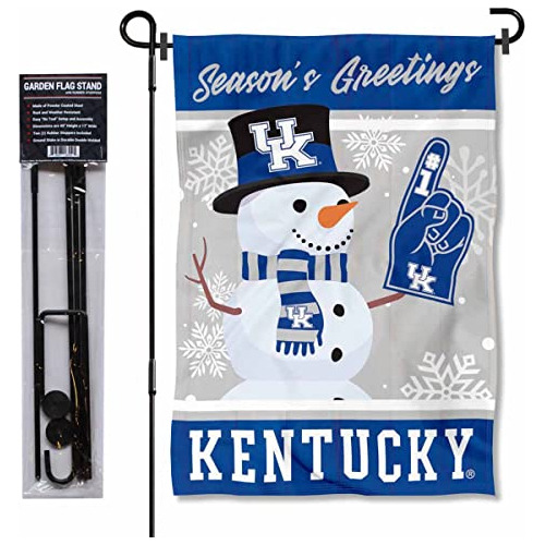 Kentucky Wildcats Holidays Snowman Garden Flag With Sta...