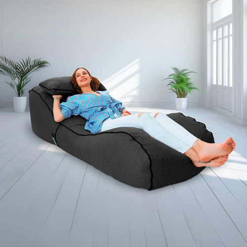 Puff Sillón Tumbona De Mezclilla C/ Relleno Perla De Unicel