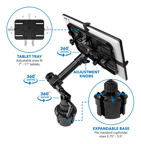 Soporte Portavasos Para Tableta Mount-it! Premium Para Coche
