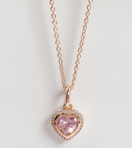 Collar Pandora Corazón Con Recubrimiento De Oro Rosa