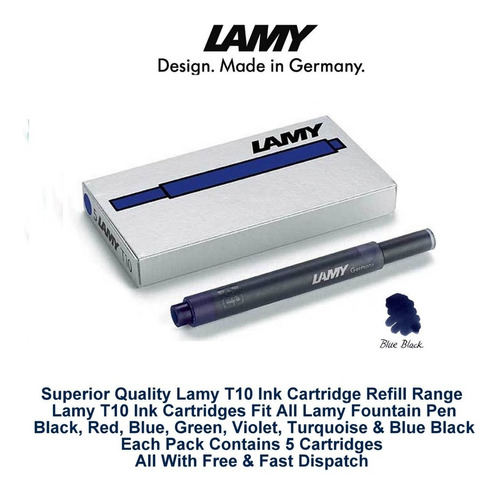 Tanque Lamy P/pluma Repuesto Cartuchos Tinta Azul-negro