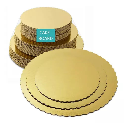 Cake Board Base Laminada Dourada p/ Bolos c/ 25Uni 25 cm YDH