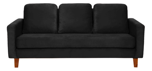 Sofa Venecia 3c Tela Velvet Negro