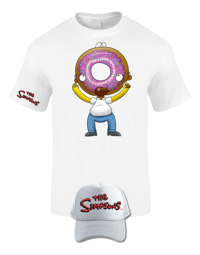 Camiseta Manga Corta Homero Simpson Cara Dona Obsequio Gorra