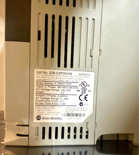 Inversor Powerflex 40 22b-d2p3n104 Allen-bradley 380/480 1cv