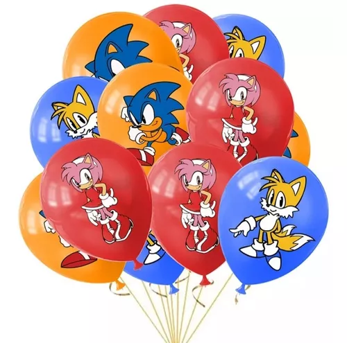 Set Decoración De Cumpleaños Sonic 33 Piezas Mantel Y Telón