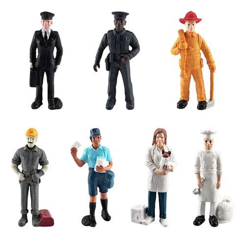 Set De Figuritas En Miniatura I (panadero, Policía, Bombero)