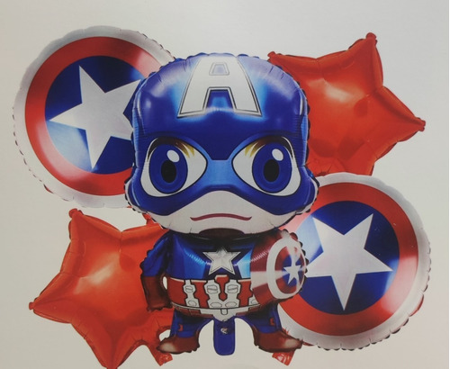 Set De Globos Capitan America- 5 Piezas Silueta 60 Cm Deluxe