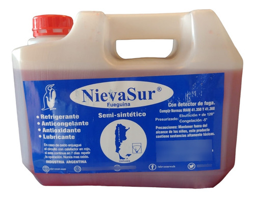 Liquido Refrigerante Nievasur Rojo 5 Litros Organico