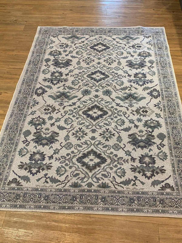 Alfombra de salón clásica oriental, 150 x 200 cm, tipo belga 55, azul