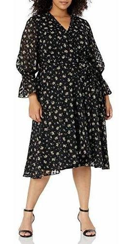 Tahari Asl Vestido Cruzado Con Estampado Floral Para Mujer