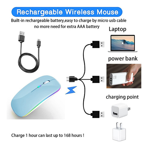 Ratón Inalambrico Peibo Bluetooth Usb, C/ Luz Led, Cele...