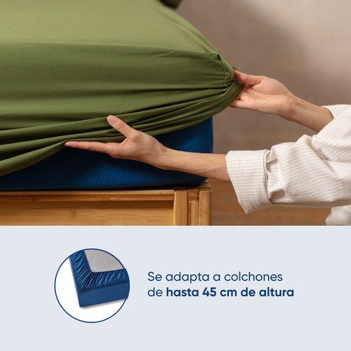 Juego De Sábanas Luuna Algodón Satín, Matrimonial Color Verde