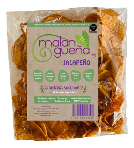 Malanga Crujiente Con Jalapeño Sin Gluten 250 Gramos Ecopack
