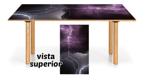 Vinilo Para Mesa Tormenta Electrica Lluvia Paisaje M7