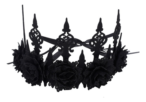 Corona Reina Malvada Negra Gotica Flores Disfraz Halloween