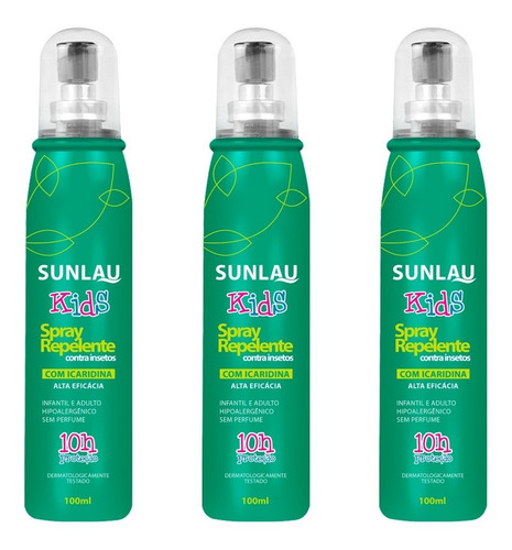 Kit 3 Spray Repelente De Insetos Dengue Com Icaridina Dura Até 10 Horas Hipoalergênico Não Perfumado