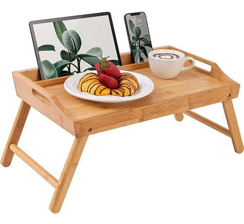 Rossie Home Bamboo Bed Tray, Lap Desk Con Soporte Para Teléf