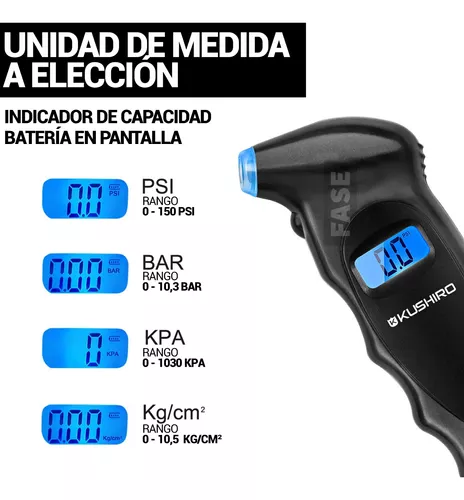 Medidor Presión Aire Neumáticos Manómetro Auto Moto Kushiro