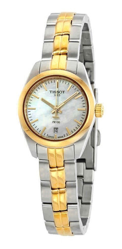 Reloj Tissot Pr 100 Esfera Mother Of Pearl Bicolor Boleta