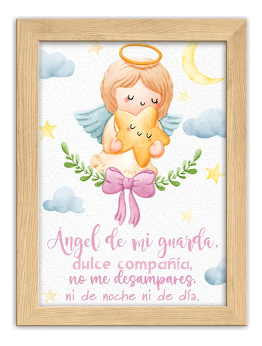 Cuadro Infantil Ángel De Mi Guarda Cuadro Decorativo Bautizo