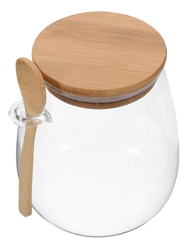 4 Recipientes De Vidrio Con Cuchara, Bote De 600ml