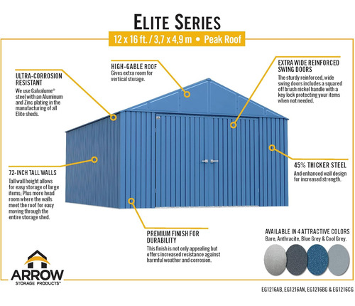 Arrow Shed Elite - Cobertizo De Almacenamiento De Acero Con