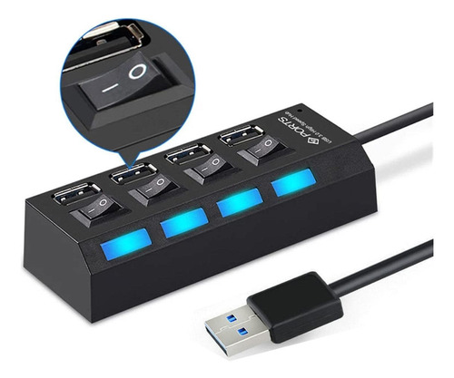 Txy 4 Port High Speed Hub Usb 2.0 Hub Power On/off Switch L1