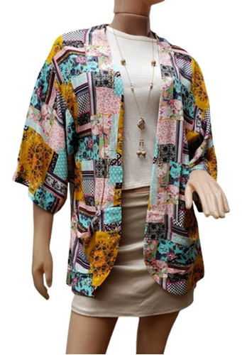 Kimono Estampado Mujer Saco Spolverino Grande Verano