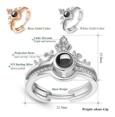Imagen 2 de 2 de Anillo Proyecta Te Amo En 100 Idiomas
