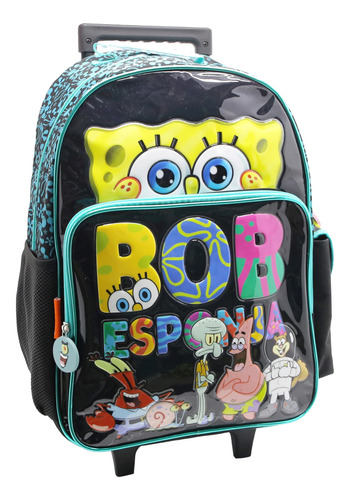 Mochila 18 Con Carro Bob Esponja Black Cresko - Bj302