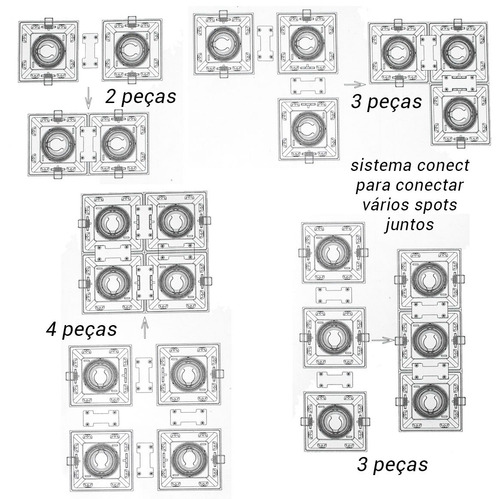 Imagem 2 de 7 de 12x Spot Embutir Bella Ns7701 + Led Dimerizável Ar70 St872