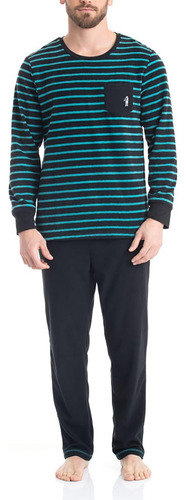 Pijama Cotton  Algodón 2 Piezas Hombre  Manga Larga Pantalón