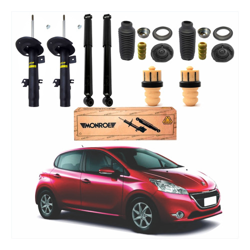 Kit 4 Amortecedor Peugeot 208 Auto 2017 2018 Monroe + Kit