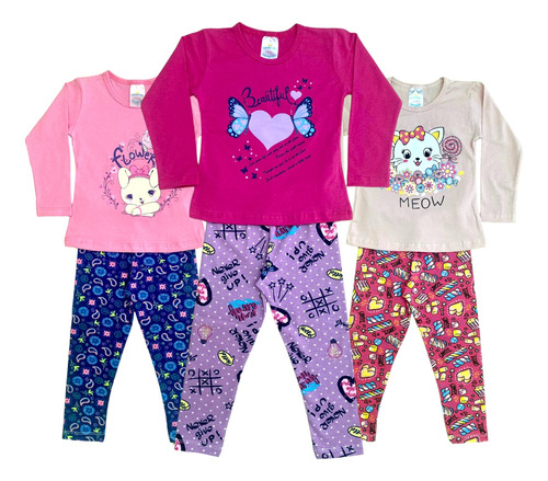 Kit 3 Conjunto Infantil Meia Estação Roupa Menina Oferta