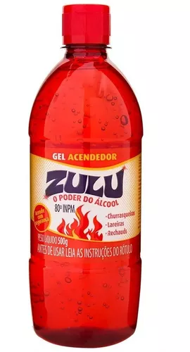 Imagem 1 de 5 de Acendedor Gel 80º Inpm Zulu Squeeze 500g Zulu  100% Original