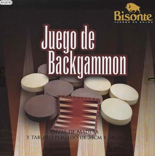 Backgamon Bisonte Fichas Madera Tablero 34x34cm Art 8743