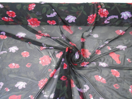 Tule Estampado Com Elastano Para Camisolas Saldo Indústria