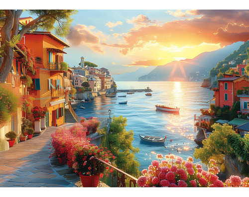 Jigsaw Puzzle Miniwan Sunrise Seaside Landscape 1000 Pieces