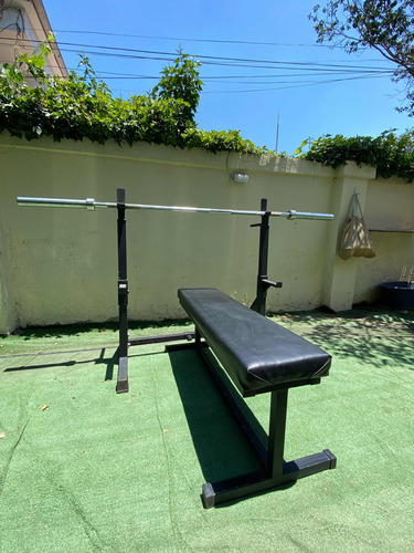 Rack Multi Uso + Barra Olímpica 20 Kg + Banco