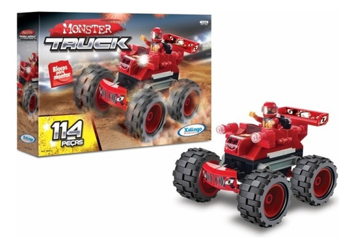 Blocos De Encaixe Monster Truck Vermelho - Xalingo