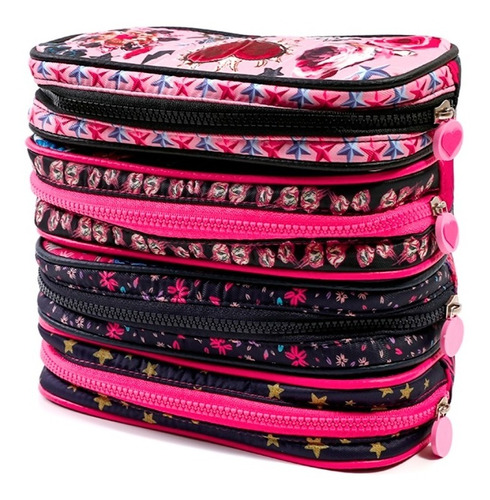 Imagen 6 de 10 de Cartuchera Escolar Rectangular Estampada Trendy Cierre