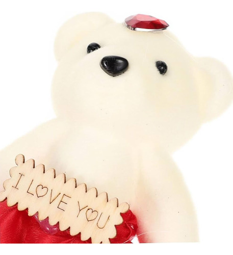 Rosa Artificial C/ Urso 37cm Cor Vermelho